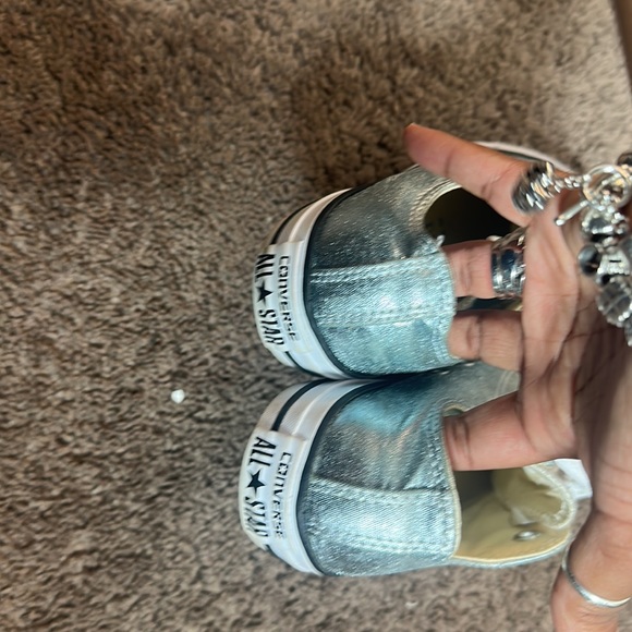 Metallic Blue Converse Shoes - Picture 3 of 4